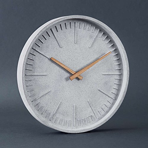 BUTLERS WALL COUTURE Wanduhr Beton Ø30cm – Holz, Polyresin – grau – - 5