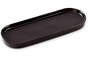 COSYCORNER Simple Style Ceramic Sink Tray - Bathroom and Kitchen Counter Tray (Black)