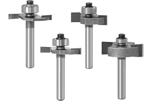 WSOOX Slot Router Bits with 1/4 Inch Shank Biscuit Joint Slot Cutter 4PCS Woodworking Grooving Router Cutter Set (Cutting Height:5/35" ,3/16",5/16",3/8")