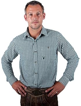 Almwerk Herren Trachten Hemd kariert Modell Ottmar 100% Baumwolle in Rot, Tanne, Schwarz, Dunkelblau, Hellgrün...