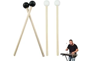 AEKZOX 4 Pezzi Bacchette in Legno per Xilofono Percussioni Glockenspiel con Impugnatura in Legno Bacchette Ritmiche per Tamburo per Xilofono Glockenspiel Blocchi di Legno (15,5 cm)