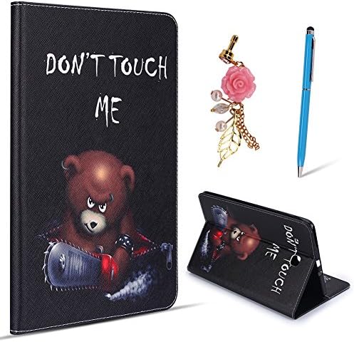 Spiritsun Samsung Galaxy Tab E (9.6 Inches) T560 Case,Samsung Galaxy Tab E (9.6 Inches) T560 Cover,Samsung Galaxy Tab E (9.6 Inches) T560 Leather Wallet Case Painted Pattern Series PU Leather Magnetic Smart Case Cover Stand Function Protective Sleeve Flip Holster with Stylus Pen and Pink Rose Flower Dust Plug - Handsome Bear