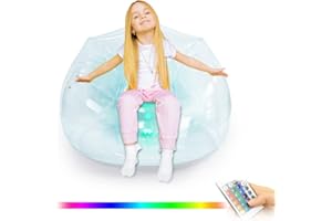 Nevife Inflatable Led Multicolored Sofa Chair with Remote, Transparent Lounge Couch, Portable Bean Bag for Camping Trip, Movie Night,Party,Kids Room,Game Room,Living Room (Illuminated)