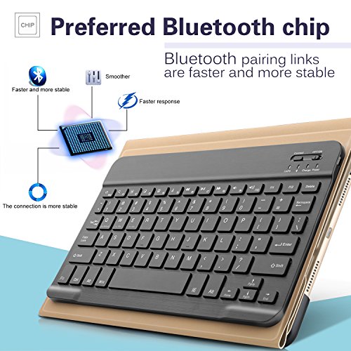 IVSO iPad Pro 10.5 QWERTZ Tastatur, Abnehmbare Wireless Bluetooth Tastatur Schutzhülle mit Standfunction Für Apple iPad Pro 10.5 Tablet, Gold - 3