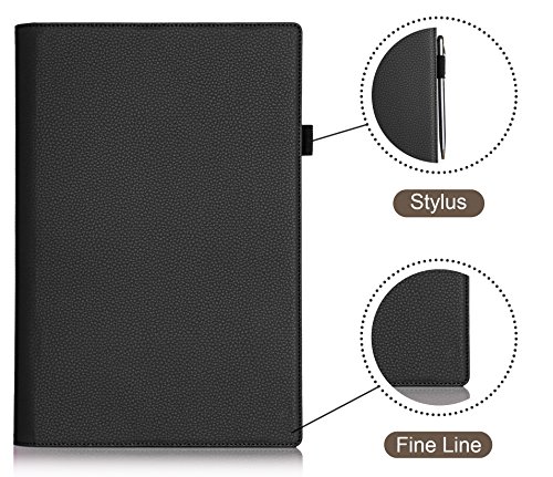 [Ecke Schutz] Lenovo Yoga 2 Pro Hülle, Lenovo Yoga 2 Pro 13, Fyy hochwertige umweltfreundliche KunstlederHülle (Tasche Schutzhülle Case Cover Etui) mit Standfunktion/Aufsteller mit Fach für Kreditkarten elastische Handschlaufe Stift-Haltung (mit automatischer Schlaf/ Weck-Funktion) Schwarz für Lenovo Yoga Tablet 2 Pro(13.3 Zoll) - 2