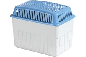 WENKO Feuchtigkeitskiller mit 1 kg Granulatblock, Raumentfeuchter, fasst bis zu 1,4 Liter Feuchtigkeit, laborgeprüft, nachfüllbar, reduziert Schimmel & Gerüche, 24 x 16 x 15 cm, Grau / Blau