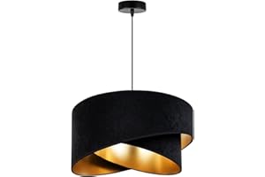 LIGHT HOME LH Light-Home Milano Lampadario a Sospensione - Lampadario Industriale per Soggiorno Camera da Letto e Cucina - Lampade a Sospensione in Metallo e con Paralume di Velluto - E27 - Nero