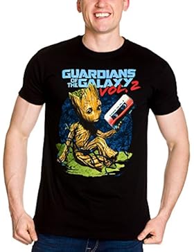 Guardians of the Galaxy Vol. 2 Herren T-Shirt Baby Groot Mixtape von Elbenwald Baumwolle schwarz