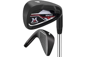 MAZEL Hierro de golf individual para hombre, hierro individual para palos de golf, juego de hierro de golf 1-2-3-4-5-6-7-8-9-PW-SW, cuña de lanzamiento, cuña de arena con eje de acero para golfistas diestros