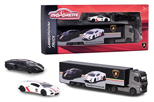 Majorette 212054201 Lamborghini Truck avec 2 Voitures, Mini Set de véhicule, Die-Cast - 1?: 64