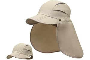 Magracy Mens Womens Outdoor Wide Brim Sun Cap Mesh UPF50+ Neck Flap Hat Fishing Hats