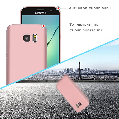 Qissy Carcasa Samsung Galaxy S7  Ultra Ligero Suave Sedoso Pintura PC Funda Protectora de tel  fono Protective Case Cover para Samsung Galaxy S7 5 1    Oro Rosa 