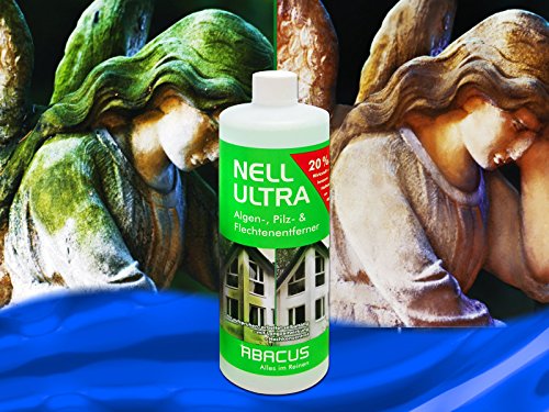 NELL ULTRA (6x1000ml Liter) Konzentrat — Algenentferner Pilzentferner Flechtenentferner Grünbelagsentferner Grabsteinpflege Moosentferner Algizid Algicid Elgenex Algenvernichter Algenkiller – von ABACUS - 5