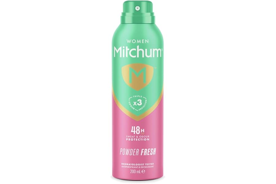 Mitchum Women Triple Odor Defense 48HR Protection Deodorant Spray & Antiperspirant (200ml), Powder Fresh