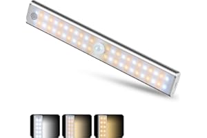 HAOTAO 19CM Motion Sensor Cupboard Lights with Touch Control, 48 LED 11000K 1500mAh Under Cabinet Light USB Rechargeable Battery Light, Dimmable Under Cupboard Light for Closet Wardrobe Stairs Kitchen