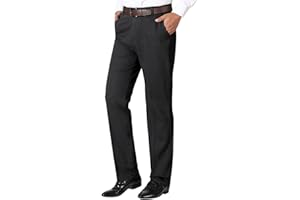 BEOKEUIOE Pantaloni da lavoro eleganti e classici, modello Regular Fit con parte elasticizzata, sistema flatfront pantaloni chino, taglia XXL-7XL, pantaloni dritti