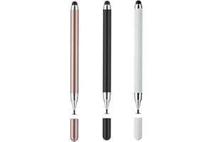Redreo Lot de 3 Stylos pour écrans tactiles, 2 en 1 Universels Stylet capacitif pour Apple/iPhone/iPad/Mini/Smartphones/Android/Microsoft
