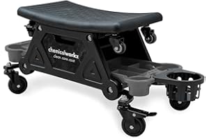 ‎CHEMICALWORKZ chemicalworkz® Detailing Creeper Sitzhocker rollbar | Werkstatthocker 140kg, Fahrbarer Werkstatt Rollsitz | Werkstattsitz mit Rollen und Ablagen, KfZ Werkstatthocker, Montagehocker