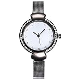 Gaddrt vansvar Lässige Quarz-Edelstahl-Band-Marmorbanduhr-analoge Armbanduhr Damenuhr (Black)