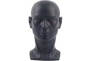 Acesunny 50cm Männlich Modellkopf PVC Perückenkopf Dekokopf Mannequin Kopf Hüte Brille Schaufensterpuppenkopf Schaufensterpuppenkopf für Kopfhörer Hüte (Matt-schwarz)