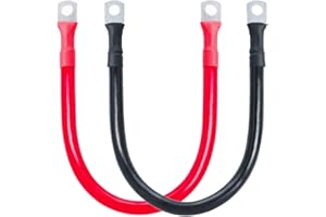 ECO-WORTHY Batteriekabel 2 Stück 30CM 35mm² Batterie Kupferkabel mit M8 Ringklemmen für Auto KFZ LKW Motorrad Solar Wohnmobil Marine Massekabel