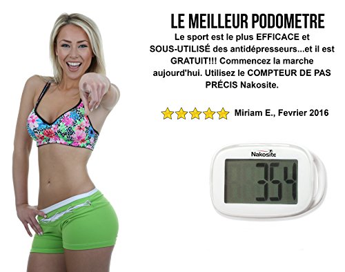 ANGEBOT des Tages, NAKOSITE Bester und Einfacher 3D Schrittzähler, Genauer Schrittmesser mit Gurt plus Gratis eBook. NSPD 2433, Tri-Axis Technologie Pedometer, Weiß, leicht abzulesende Anzeige. BONUS: eBook “How I Lost Weight Walking”. 365 Tage Garantie - 3