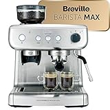 Cafetière/Machine à Expresso Breville Barista Max, Semi-Automatique avec Moulin Broyeur à Grain Intégré, Buse à Vapeur pour Faire Mousser Le Lait & Pompe italienne de 15 Bars [VCF126X]