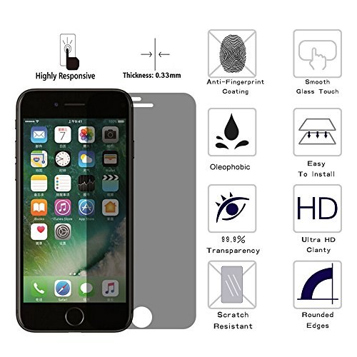 iPhone 6 6s Cristal Templado Mate Anti-Spy Protector de Pantalla Para iPhone 6s Anti-huella Digital Sin Burbujas Vidrio Templado Proteger Pel  cula - VISPOW