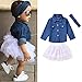 Produktbild Janly Kleinkind Kinder Baby Mädchen Denim Tops T-Shirt + Tutu Röcke 3Pcs Outfits Set Kleider (3T)