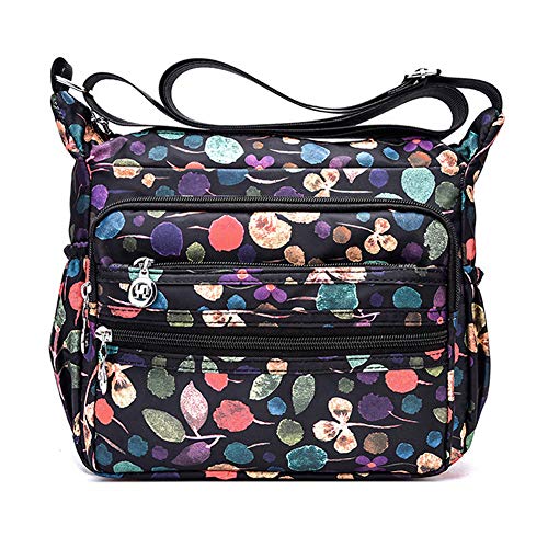 Bolso Bandolera Resistente al Agua para Mujeres Niñas o Mujeres Adolescentes, Ligero Gran Capacidad y Bolsillos Muti para Travel (Hojas de oro)