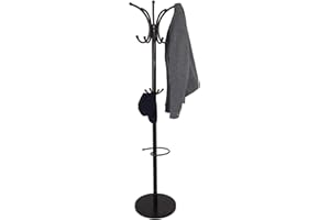 AAD Stylish and Elegant Tree Design Heavy Duty 3 Tier 15 Hooks | Pearl White Holder with Marble Base | Hat, Coat, Umbrella Stand | Homes, Office Entryway, Hallway (BLACK)