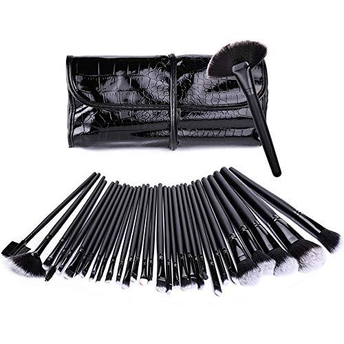 Kit de Brochas Maquillaje, 32 Piezas Pincel de maquillaje Nabowei Cerdas de Fibra Sintética Suave Para sombra de ojos, colorete, polvo y cejas con bolsa de viaje