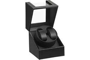 DRAIGERWAY Automatische Uhrenbeweger Box PU Leder Uhrengehäuse mit leisem Motor Netzteil für Automatikuhren