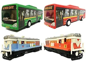 Jack Royal 4 Combo Low Floor Bus-2 Locomotive Engine-2 (Green-Red-Red-S Blu)