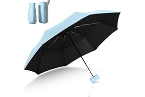 Lohoom Folding Travel Umbrella, Mini Travel Umbrella 6 Ribs Folding Travel Umbrella Small UV Umbrella with Capsule Case Mini Anti-UV Umbrella Fast Dry and Ultra Lightweight