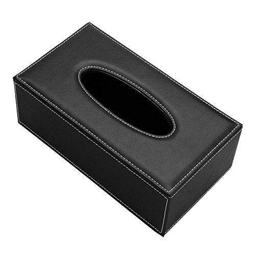 Zedtom PU-leder Kosmetiktücherbox Taschentuchspender, 25*14*9.5cm (Schwarz)