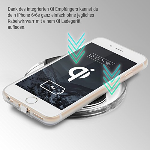 URCOVER   Funda de Carga Inal  mbrica   PREMIUM   Apple iPhone 6 Plus   6s Plus   Receptor Qi Integrado   Oro   Backcase Cargador Carga Rapida Bumper Case Cover en TPU