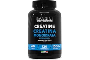 Bandini® Creatina Monoidrata Micronizzata 120 Compresse da 3000mg per dose - Integratore per Allenamento, Palestra e Pre Workout - 100% Vegan - A base di Creatine Monoidrato pura al 100%