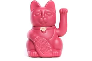 DIMINUTO CIELO Gato de la Suerte chino - Lucky Cat - Maneki Neko. ROJO VIOLETA, L (12x9x18cm)