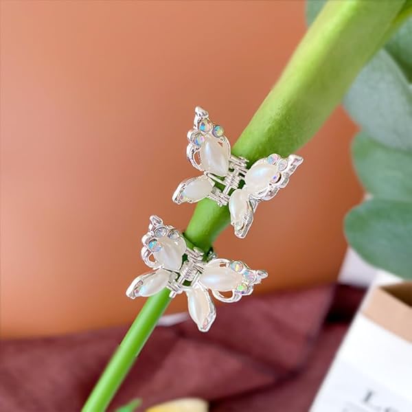 Schmetterling Haarspangen 4 Stück - Bewegliche Flügel Mit Quaste 14cm Blau & Rot