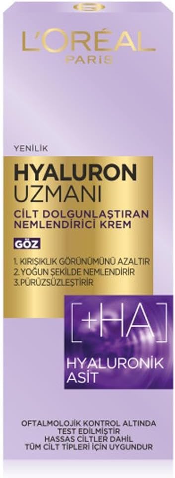 L'Oreal Paris Hyaluron Uzmanı Cilt Dolgunlaştıran Nemlendirici Göz Kremi