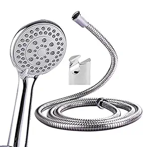 ZAP SS-304 Grade + ABS + Silicon 1.5 Meter Hand Shower With Flexible Hose Pipe And Wall Hook, Chrome Finish