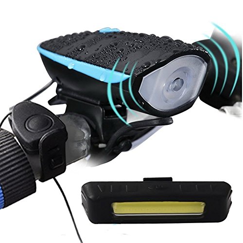 LED Fahrradlampe,Rixow Wiederaufladbare LED Frontlicht und Rücklicht Für Radfahren,mit Horn