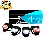 LED Bike Light Set, SGODDE Bicycle Light 2x Red Light 2x White Lights Waterproof Flashlight Power Package Silicone Light Set for Childrens Bikes Mountainbikes Safety lighting