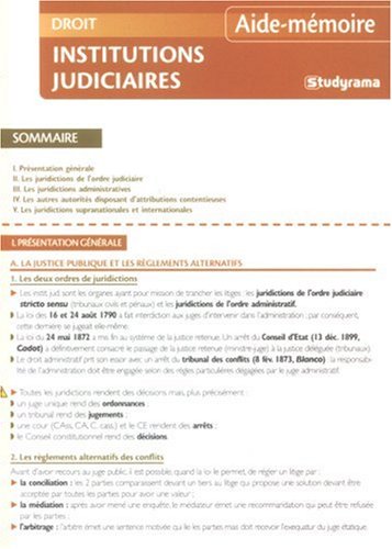 Institutions judiciaires Institutions judiciaires