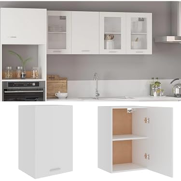 HAJDUK FURNITURE Armoire Murale Suspendue Blanc Brillant 90x35x32 Cm - Meuble Cuisine Haut Push-to-Open