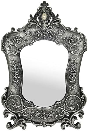 Vnosdalgi Retro Tabletop Princess Mirror Classical Decoration Cosmetic Mirror Elegant Metal - Antique Silver