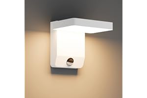K-Bright LED applique esterno con Sensore di Movimento, Lampada da Parete Esterno 20W 1540lm Bianco caldo 3000K IP65 bianco(rettangolo)