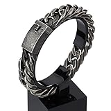 NELSON KENT Herren Domineering Retro Schwarz Kette Mode Rhodium-förmigen Stahl