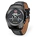 Price comparison product image MyKronoz ZeTime Premium Hybrid Smartwatch 39mm with mechanical hands over a color touch screen – Brushed Black / Black Embossed Leather